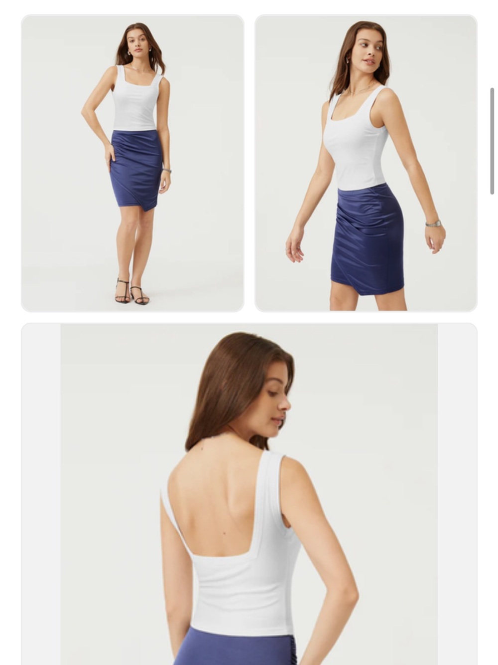 Oglmove White Slinky Square Open-Backed Brami Tank Top | Size L - Picture 7 of 10